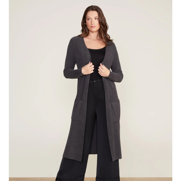 Barefoot Dreams Charcoal Gray Long Cardigan - Picture 1 of 8